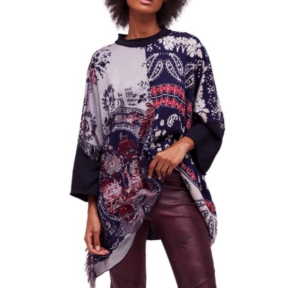 Free People Sweaters - Free People Pieced With Paisley Boho Tunic Sweater